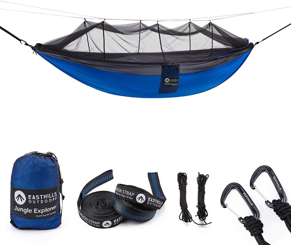 Jungle Explorer 118" x 79" Double Camping Hammock Lightweight Rip-Stop Parachute Nylon 2 Person Hammocks with