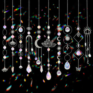 Sun Catchers, 10 Pcs Crystal Suncatcher Prism Hanging Kit for Indoor Window - Rainbow Maker Crystals Balls Pendants