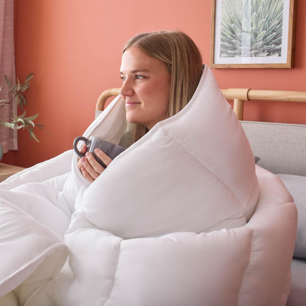 White Down Alternative Comforter and Duvet Insert, for Oversized Queen Bed - All-Season Comforter with Box Stitch and