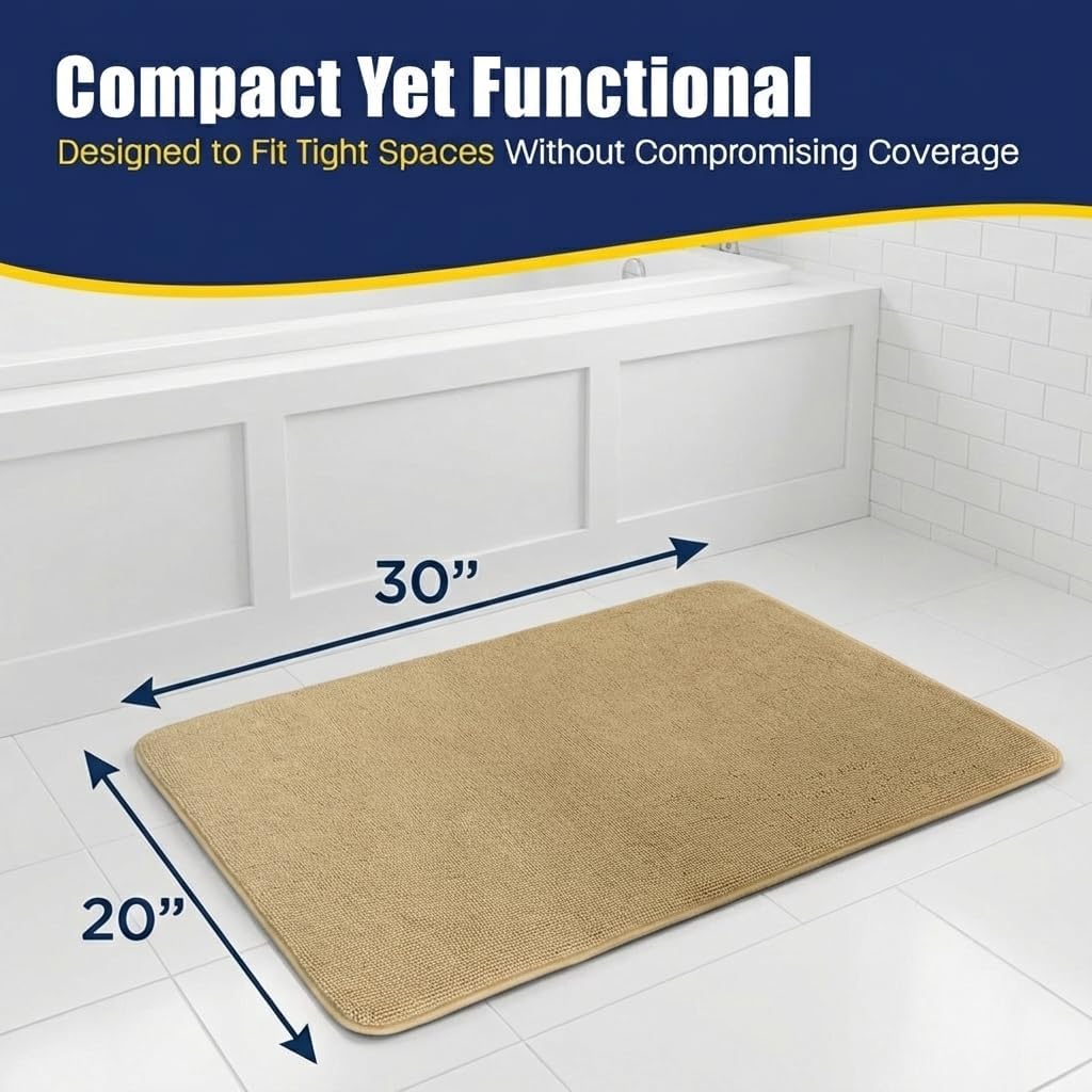 CloudStep Bathroom Rugs, Non Slip Bath Mats , Super Absorbent Memory Foam Chenille, Quick Dry Machine Washable Thick