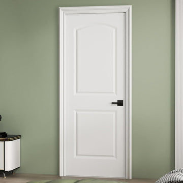 30"x80" Raised 2-Panel White Primed Hollow Core Interior Molded Door Slab with Arch Design, NOT Pre-drilled and NOT
