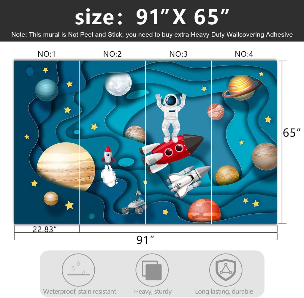 Kindergarten Children Galactic Planet Fabric Wallpaper Living Room Bedroom Boys Girls Children Cartoon Astronauts