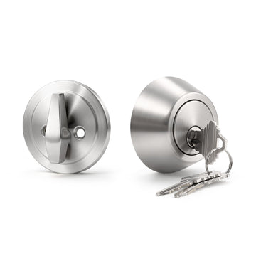 1 Pack Satin Nickel Single Cylinder Deadbolt Lock Set, Keyed One Side Door Lock for Exterior and Interior Door