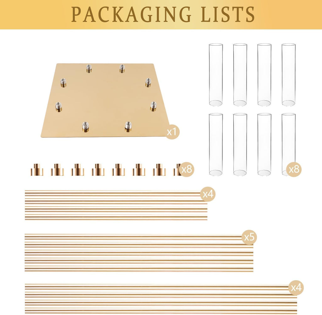 Tall Floor Candle Holder Set, 8-arm Metal Floor Candelabra Candle Holders, Large Gold Wedding Centerpiece, 45.3'' H