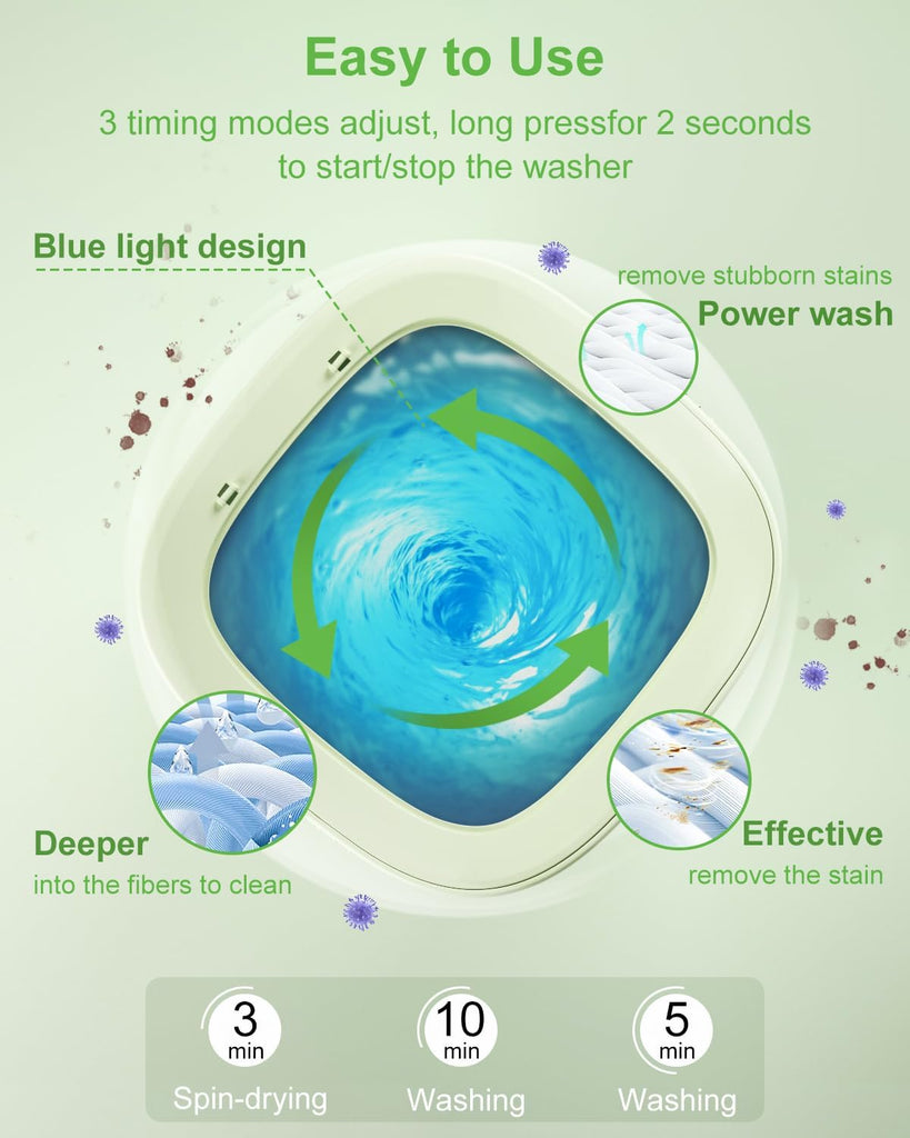Portable Washing Machine, Mini Washer,16L Upgraded Large Capacity Foldable Washer.Deep Cleaning of Underwear, Baby