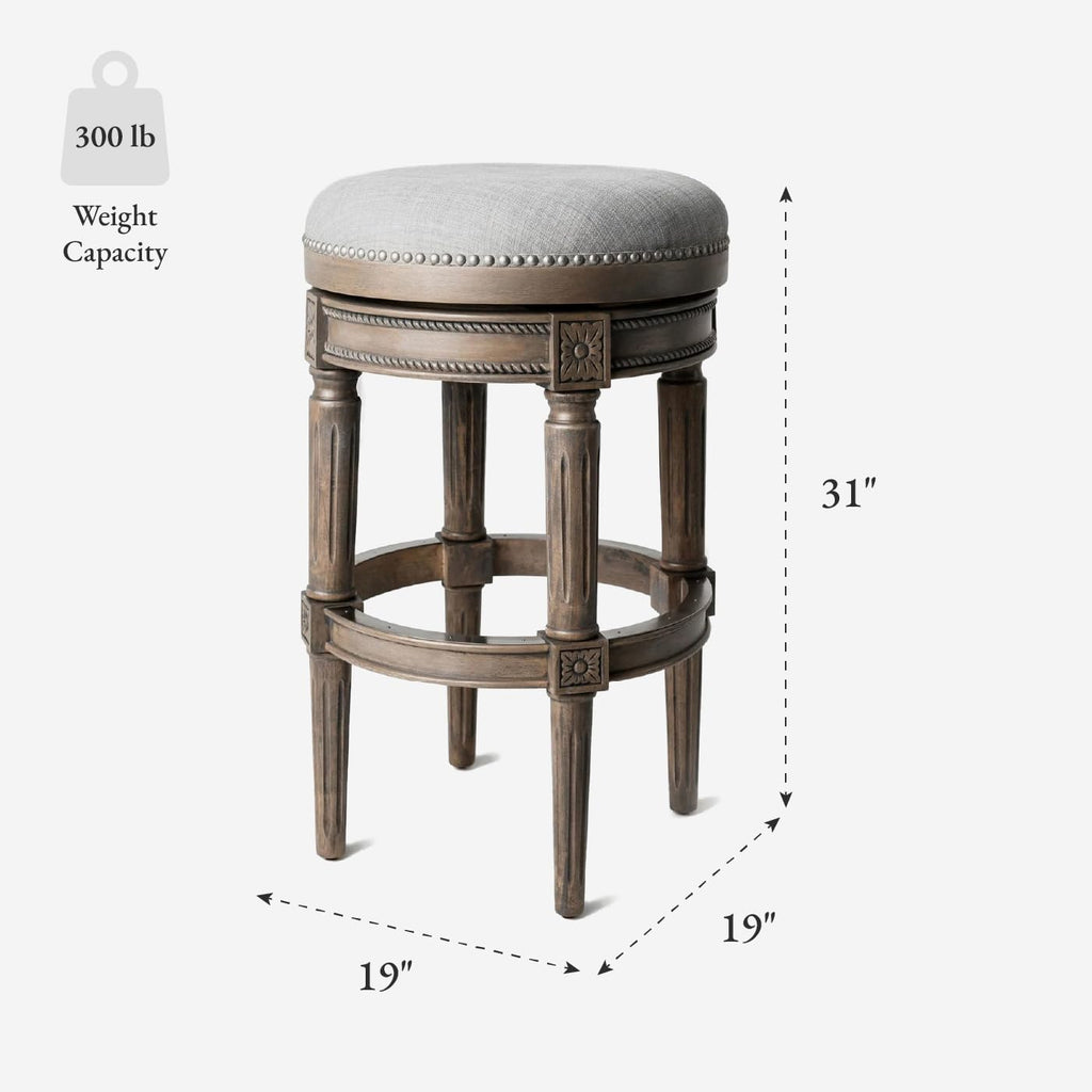 Pullman Backless Bar Stool, Weathered Oak Finish, 30"