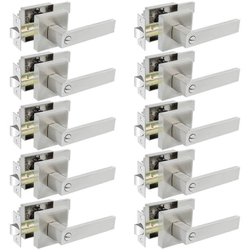10 Pack Satin Nickel Privacy Interior Door Levers