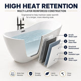 67" Acrylic Freestanding Bathtub, Deep Soaking Tub with Non-Slip Surface, Modern Free Standing Bath Tub, Chrome Drain