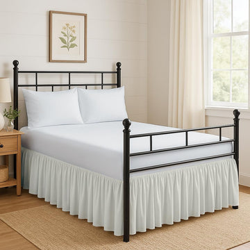 Ruffled Bed Skirt Split Corners with Platform, Tailored Fit Hotel Quality Wrinkle Free Ultra-Soft Microfiber Dust