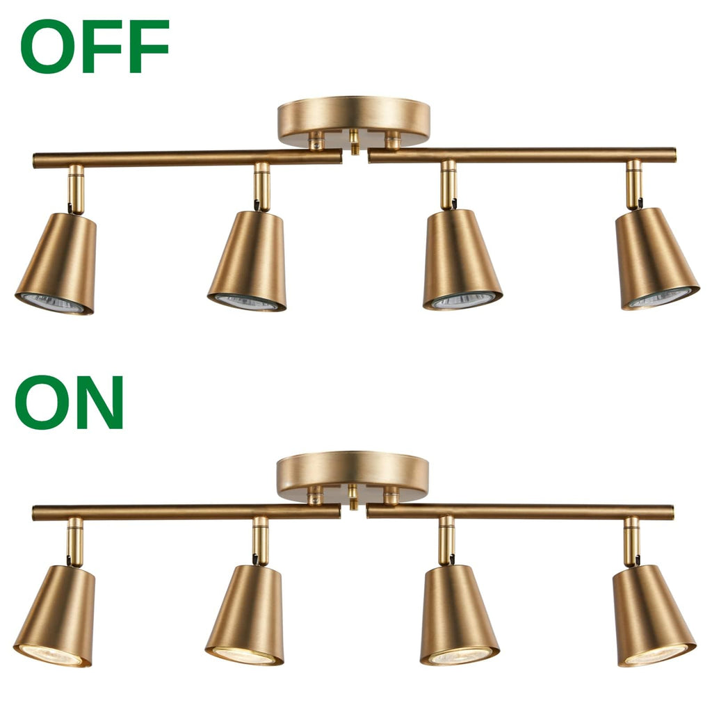 4 Light Track Lighting Kit, Matt Brass Finish Adjustable with Moden Flush Mount Ceiling Spotlight Improvement