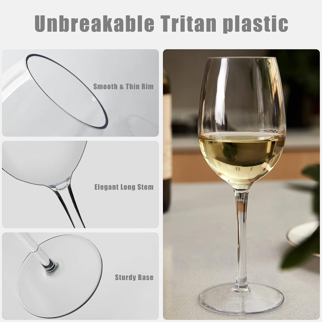 Floating Wine Glasses for Pool Unbreakable Tritan Plastic Red Wine Glasses with Stem Poolside Floating Cups 12.5 OZ