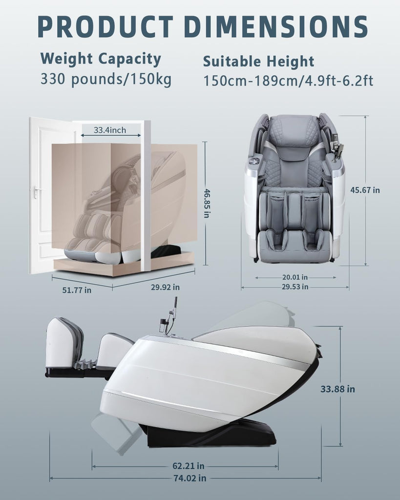 4D Massage Chair Full Body Zero Gravity Recliner,36 Airbags | Flexible 166° SL-Track with Yoga Stretch,18 Massage