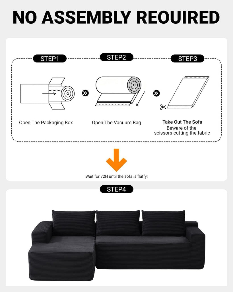 Cloud Couch Sectional, Modular L Shaped Boneless Sofa