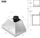 36 Inch Stainless Steel Range Hood Insert 900 CFM 4 Speed Voice, Gesture & Touch Control Convertible Ducted/Ductless Delay Shutdown, Memory Function