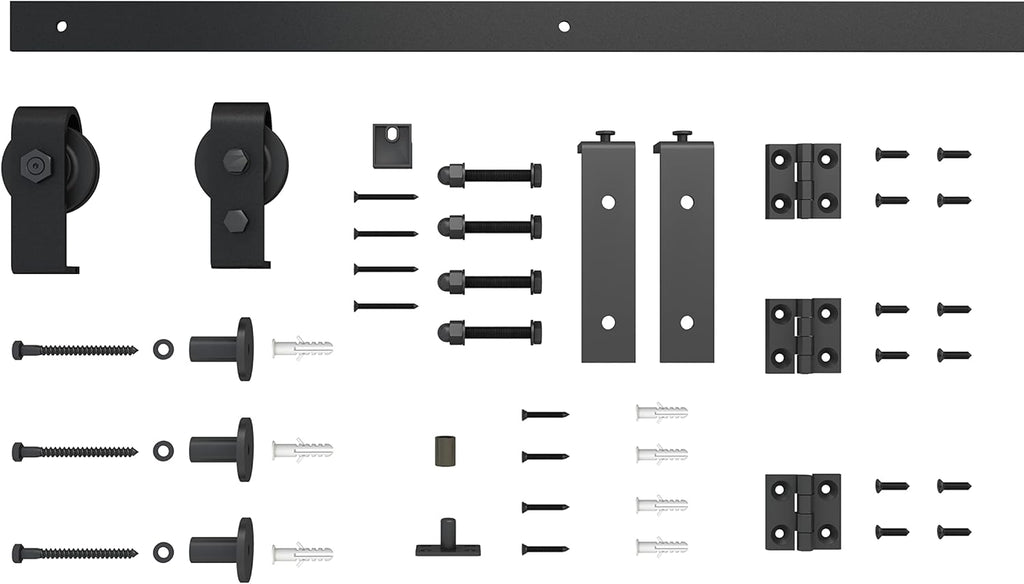 30 in. x 84 in. Mini X Series Unfinished DIY Wood Bi-Fold Barn Door with Sliding Hardware Kit