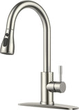 Kitchen Faucets with Pull Down Sprayer, Brushed Nickel High Arc Single Handle Stainless Steel Bar Sink Faucet with