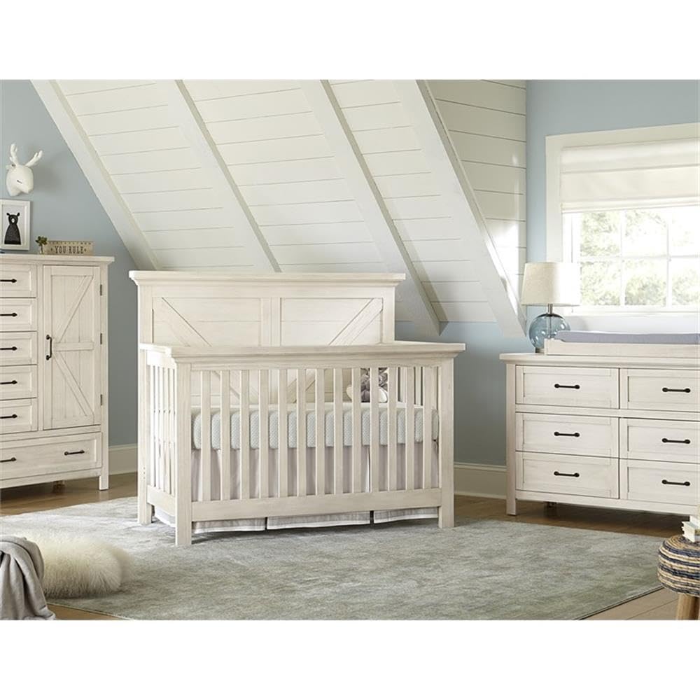 4 in 1 Convertible Crib, Brushed White