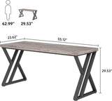 Writing Computer Desk, 55 inch Heavy Duty Study Desk with Z-Shaped Metal Leg, Modern Simple Home Office Computer Desk