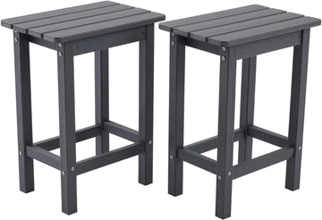 HDPE Outdoor High Top Bar Stools, Outdoor Patio Chairs Set of 2 for Bistro, Poolside, Balcony (Gray)