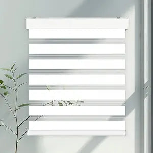 Dual Layer Cordless Zebra Blinds [Morning, W31xH64, Pure_White]