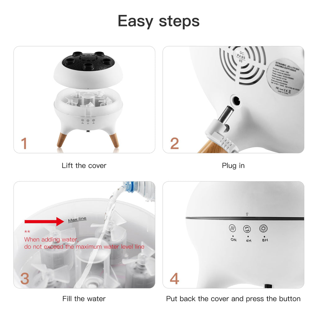 Essential Oil Diffuser, Jellyfish Diffuser Air Humidifiers Sound Pickup Ultrasonic Aromatherapy Diffuser Remote