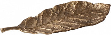 Decorative Tray Cast Aluminum Leaf Tray Metal Catchall Dish Organizer with Elongated Shape and Veined Texture