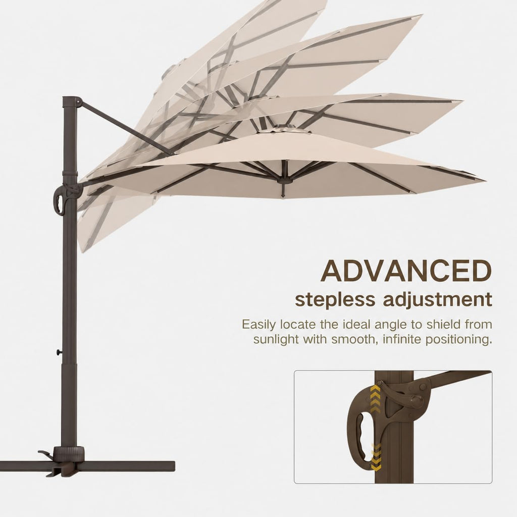 11ft Cantilever Offset Patio Umbrellas with Base Included, Large Round Aluminum Outdoor Pool Umbrella