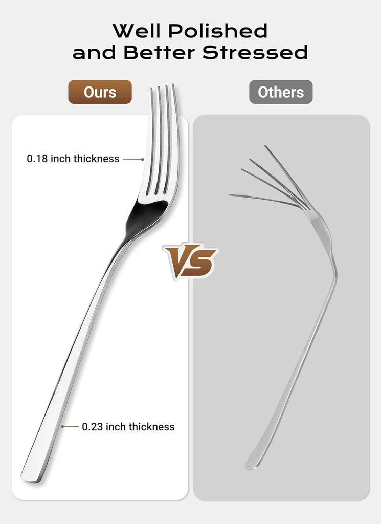 45-Piece Flatware Sets, Silverware Set for 8, Durable Stainless Steel Tableware in Ergonomic Design Size and Weight