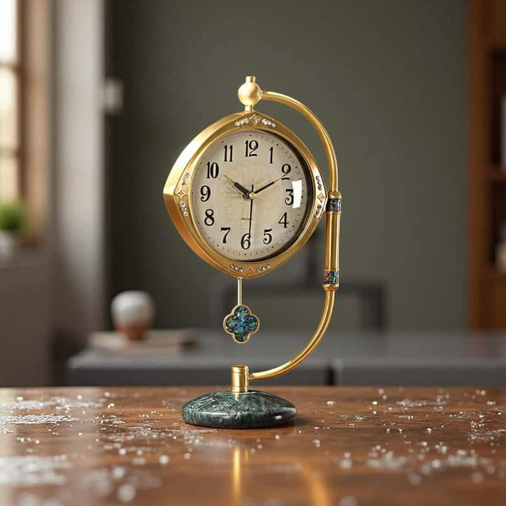 Quartz Movement Brass Mantel Clock with Long Power Reserve