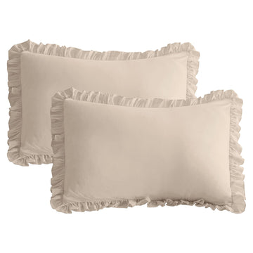 Ruffle Pillow Shams King Size, 2 Pack 20"x36" Pillow Sham, Shabby Boho Chic Bed Pillow Covers King Linen Feel Ultra