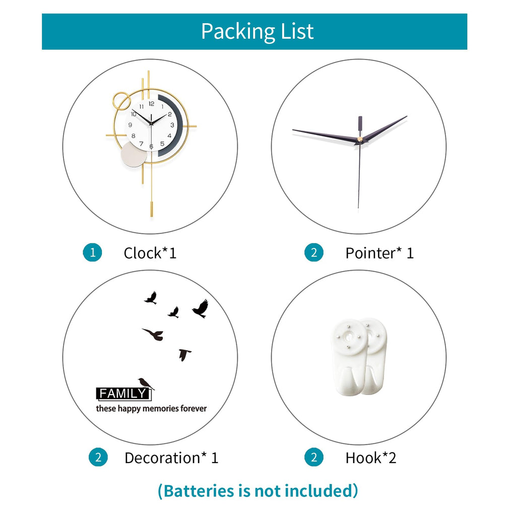 Wall Clock Decorative Pendulum Modern Wall Clock Battery Operated