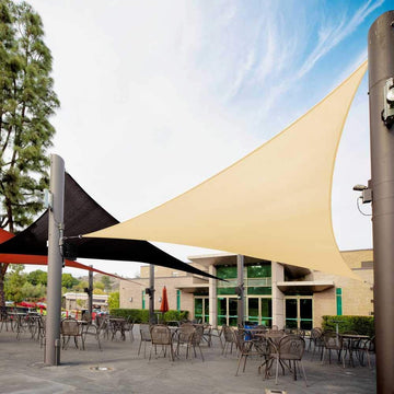 20' x 20' x 20' Beige Triangle Sun Shade Sail Canopy Outdoor Patio Fabric Screen Awning RTAPT20 - UPF50+ 95% UV