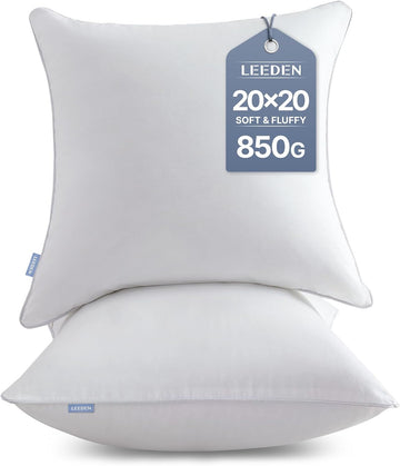 20x20 Throw Pillow Inserts-100% Cotton Cover - Set of 2