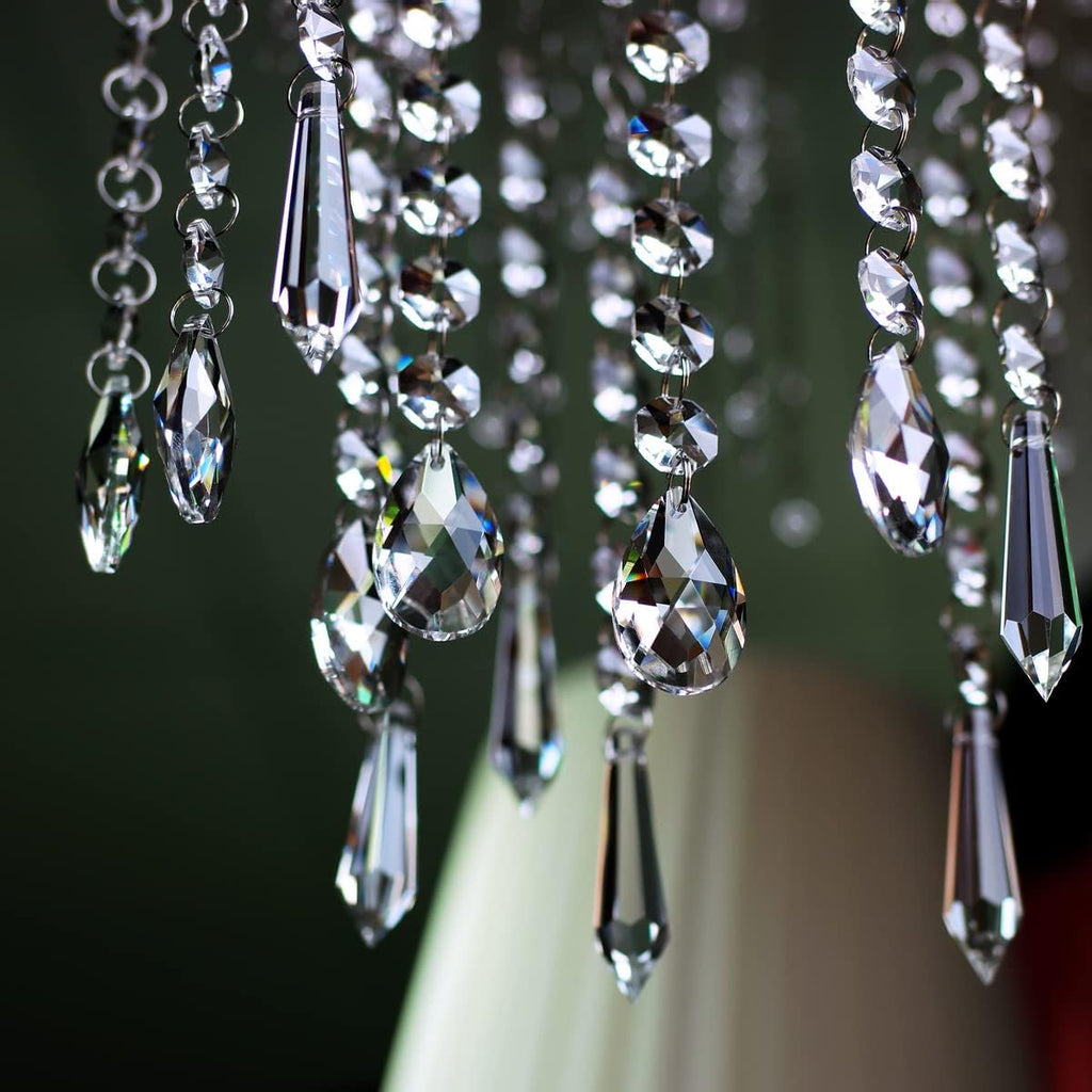 Teardrop Crystals Garland 12 Strands, Hanging Chandelier Crystals Clear - 38mm/55mm Glass Beads Chain for Decoration