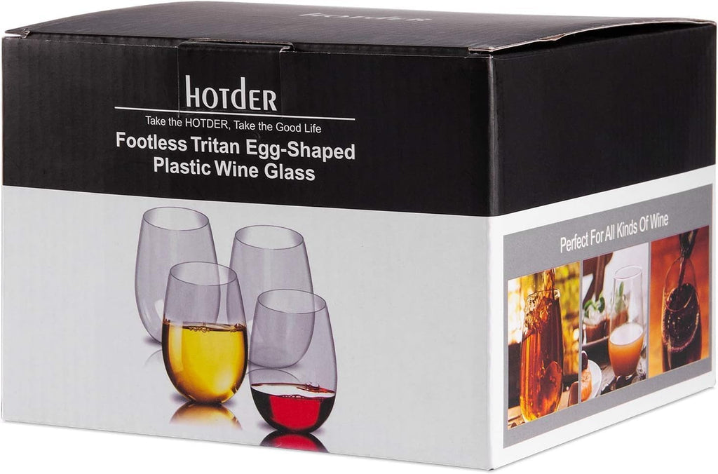 Wine Glasses glasses drinking set 16 OZ Tritan, Stemless Wine Glasses Set of 4, plastic wine glass Outdoor