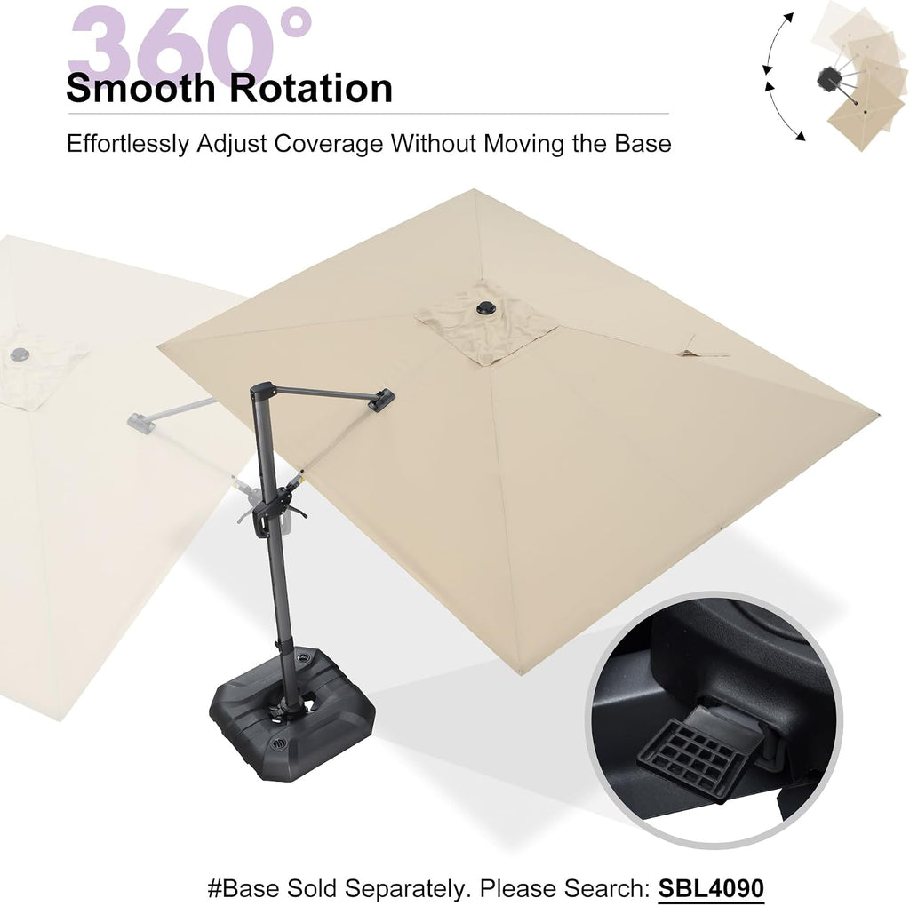 9' X 11.5' Patio Umbrella Outdoor Cantilever Rectangle Umbrella Aluminum Offset Umbrella with 360-degree Rotatio - 54PP