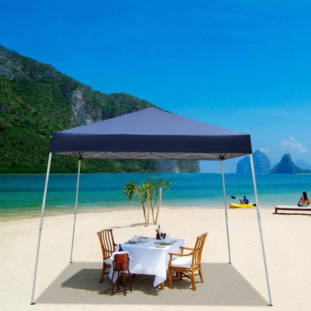 8x8 ft Pop Up Canopy Tent, Outdoor Foldable Portable Canopy Easy Up Gazebo with Carry Bag Slant Legs