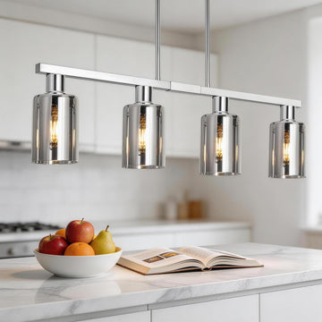 Kitchen Island Lighting, Chrome Dining Room Light Fixture/Island Light Over Table Hanging for Farmhouse