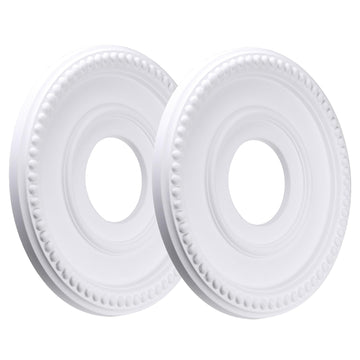 2-Pack Ceiling Medallion - 12-1/2" OD x 3-15/16" ID x 1-3/8" P - Primed Light Fixture Cover Plate for Chandeliers