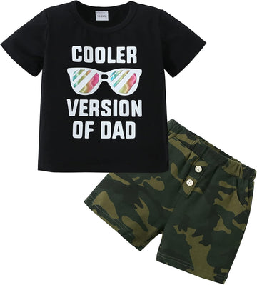 Toddler Baby Boys Summer Outfits 2 Piece Short Sleeve Graphic T Shirt and Shorts Set