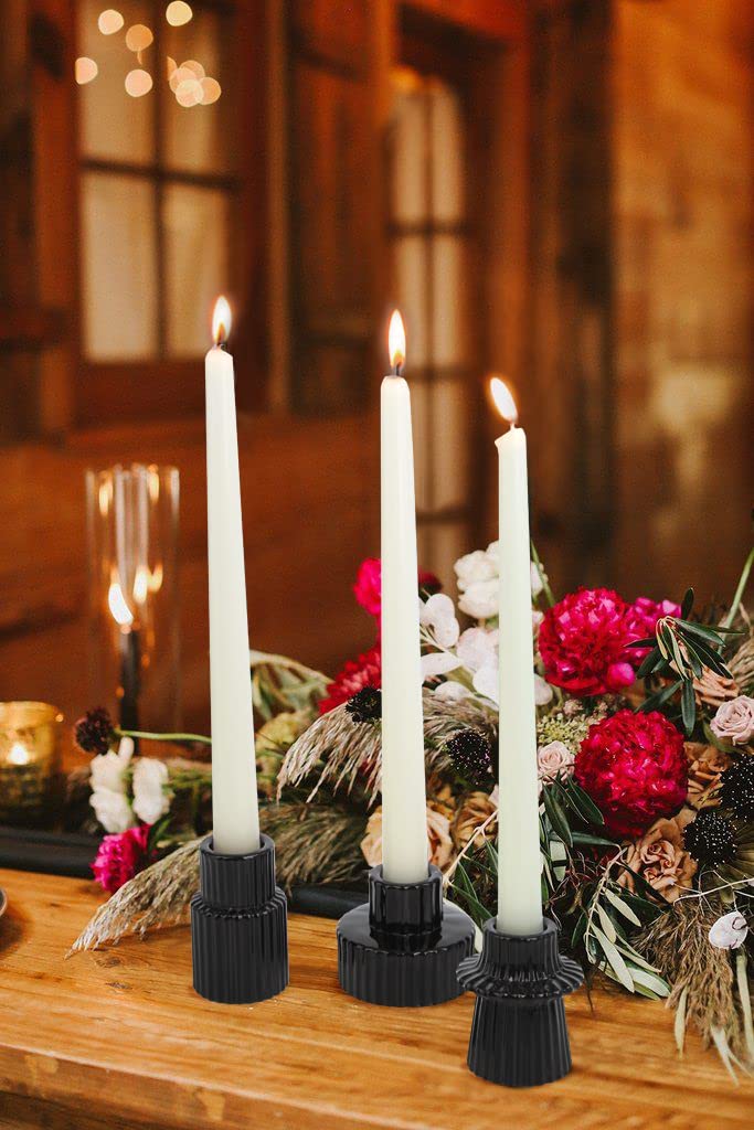 Taper Glass Candlestick Holders Tealight Candle Holders for Table Centerpieces, Wedding Decor and Dinner Party (6