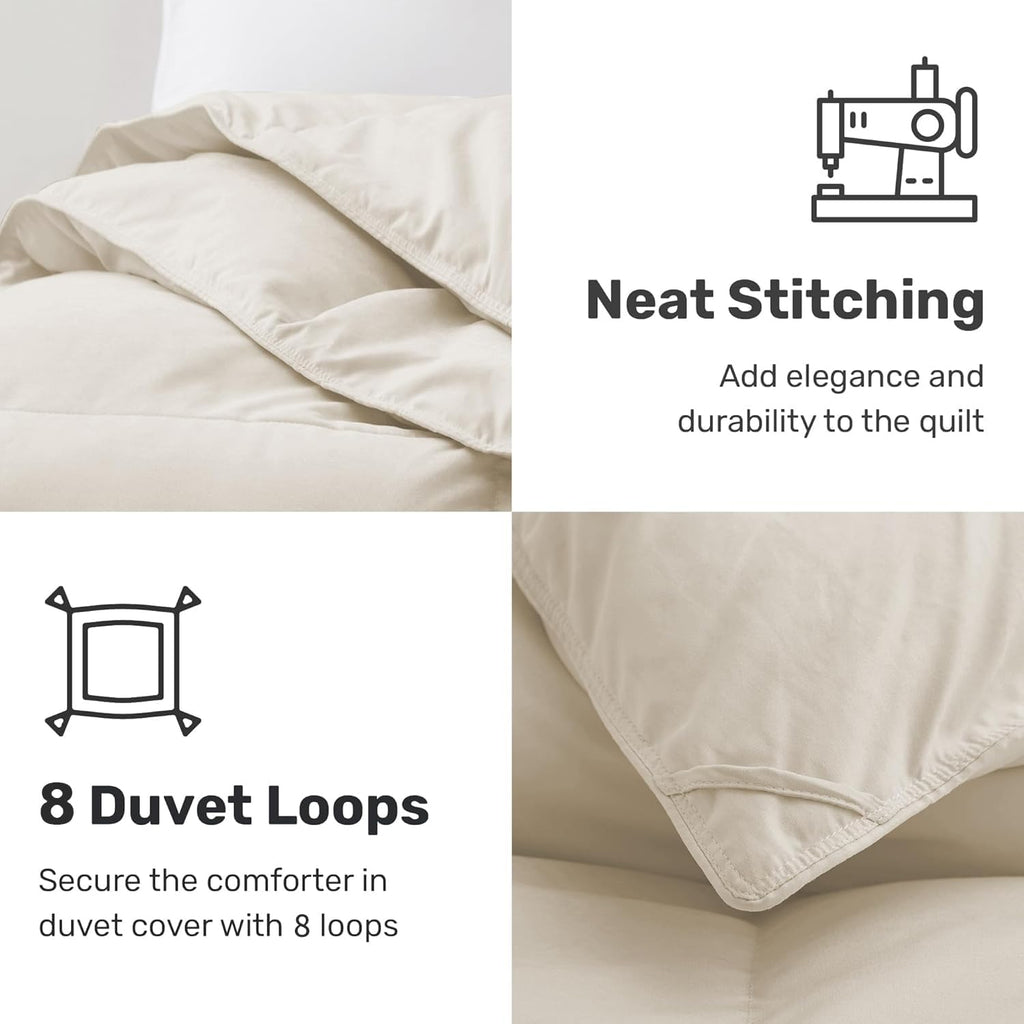 Goose Feather Down Fiber Comforter Queen, All Season Duvet Insert with Soft Downproof Cover