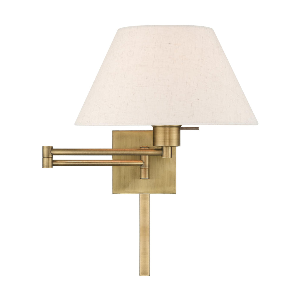 01 1-Light Swing Arm Wall Light, Antique Brass