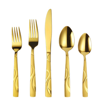 30-Piece Gold Silverware Set for 6