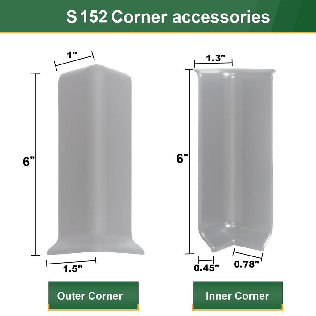 Self Adhesive 6 Inch Baseboard Corner Blocks, Gray, 6-Piece Set