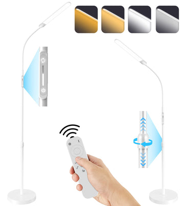 Led Floor Lamp, Modern Reading Adjustable Standing Height 4 Colors and Stepless Brightness Work Lamp Bedroom Reading
