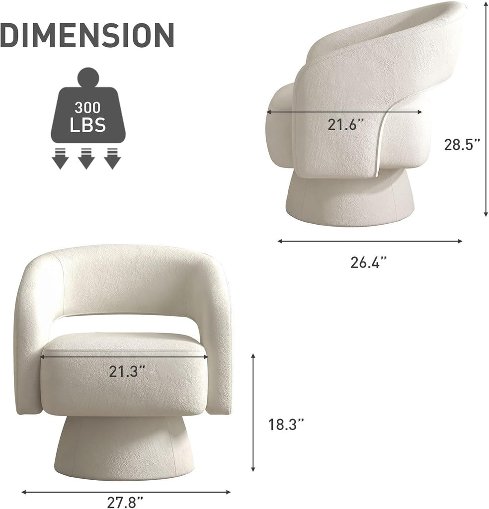 Swivel Barrel Chair, Set of 2 Velvet Accent Armchair 360 Degree Swivel Club Chair Bedroom Reception Room, Beige