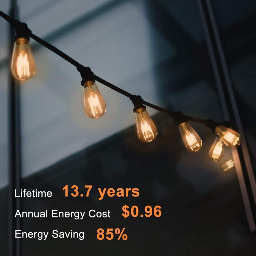 6 Pack Vintage 8W ST58 LED Edison Amber Light Bulbs, 60W Equivalent, 800 Lumens, 2200K Soft White, Dimmable, E26 Base