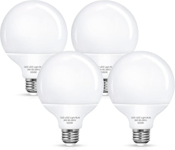 G25 LED Vanity Light Bulbs, 100W LED Globe Bulb Equivalent, 9W Vanity Bulbs for Bathroom, 5000K Daylight White 900LM (4 Pack)