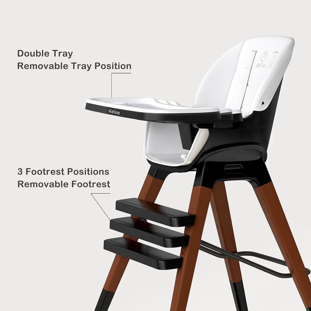 8 in 1 Convertible Wooden High Chair, Adjustable Baby High Chair for Babies and Toddlers with Tray, Easy to Clean